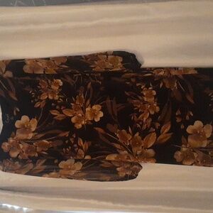 Connected Apparel 8P Black dress with brown flowers and  sheer sleeves